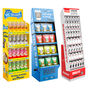 Custom POP Floor Cardboard Display Stand Foldable Flooring Carton Display Rack Supermarket Store Corrugated Display Shelf