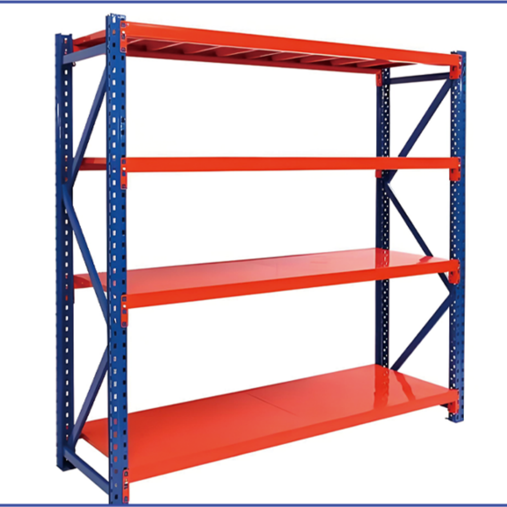 Heavy Duty 4-Layer Drive-Through Pallet Rack Iron Steel Powder Coated Adjustable Shelves Customizable Length for Warehouse