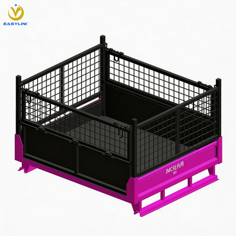 Foldable Steel Mesh Powder Coated Heavy Duty Stackable Storage Bin for Smart Warehouse &amp; Racking