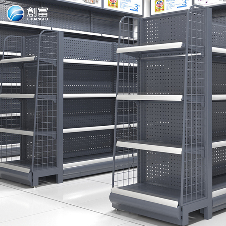 Customizable Heavy Duty Double-Sided LED Metal Display Racks 5-Tier Boltless Rivet Storage Shelves for Supermarket Systems