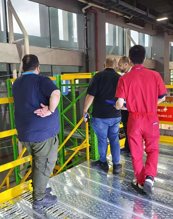 Client discussions on medium duty industrial shelving