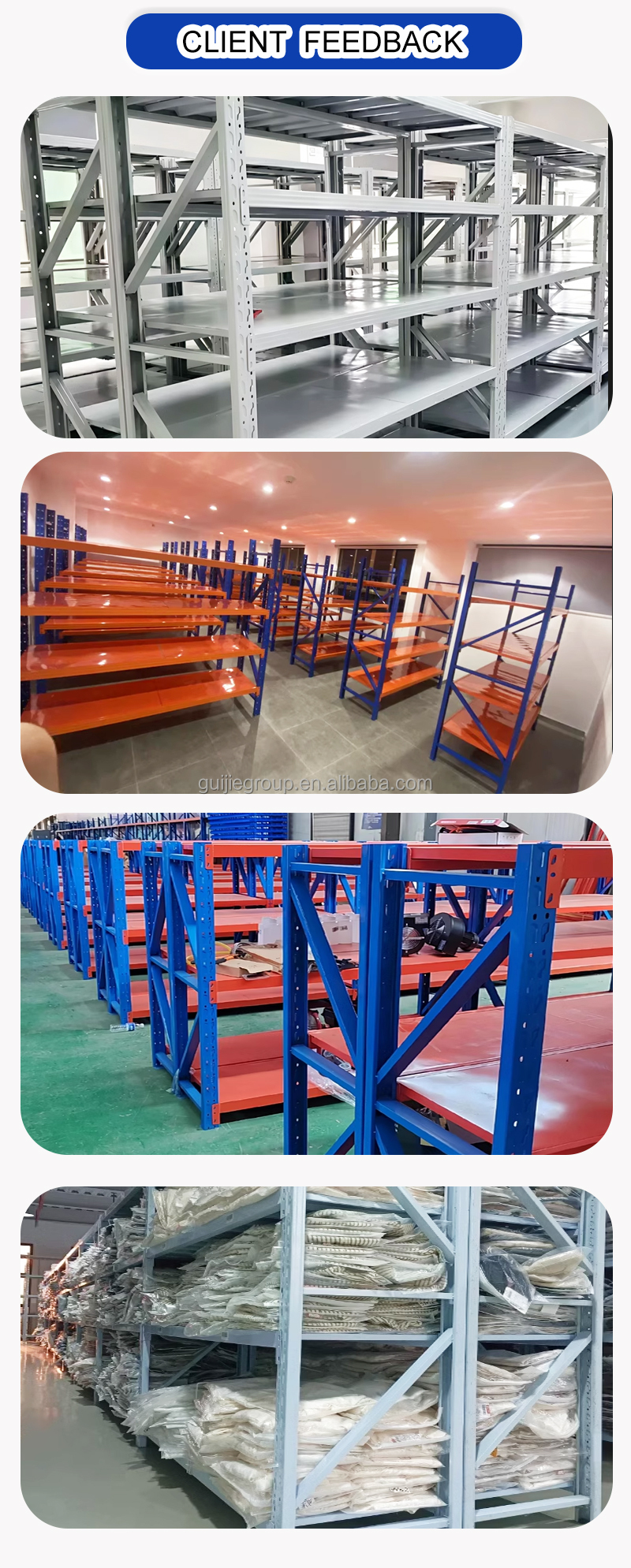 Heavy Duty 4-Layer Drive-Through Pallet Rack Iron Steel Powder Coated Adjustable Shelves Customizable Length for Warehouse
