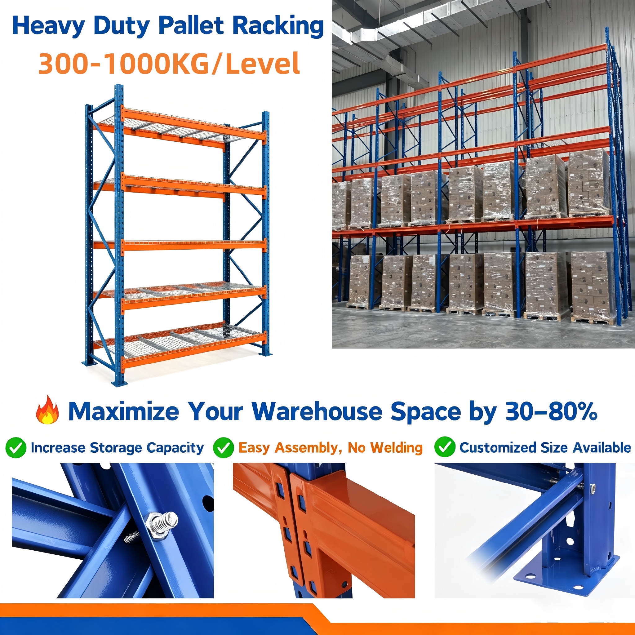 Bolted Longspan Detachable Multi-Level Steel Corrosion Protection Industrial Shelves Heavy Duty Pallet Racking For Warehouse