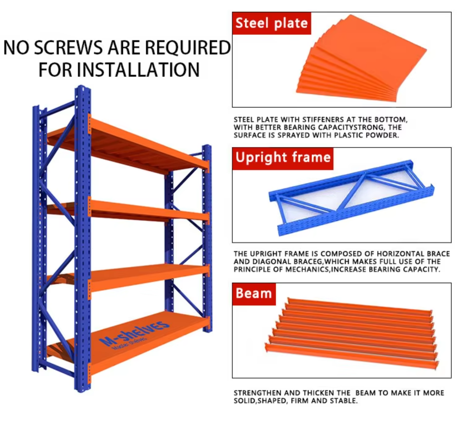 Factory Supply Customized Industrial Workshop Display Shelving Shelves Iron Warehouse Storage Rack for Garage Office