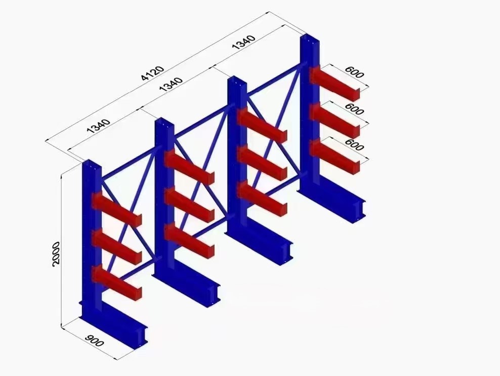 Heavy-duty Cantilever Racks Are Used for Warehouse Storage to Store Hardware, Steel Pipes, Pipes and Plates