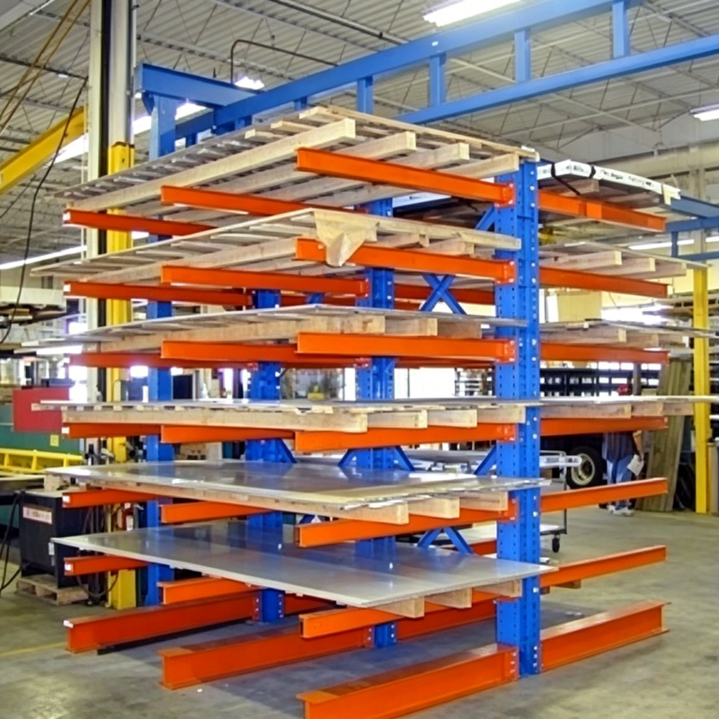 Multi Layer Vertical Space Saving Cantilever Rack Round Tube Square Tube Inventory Distribution Center Cantilever Racking