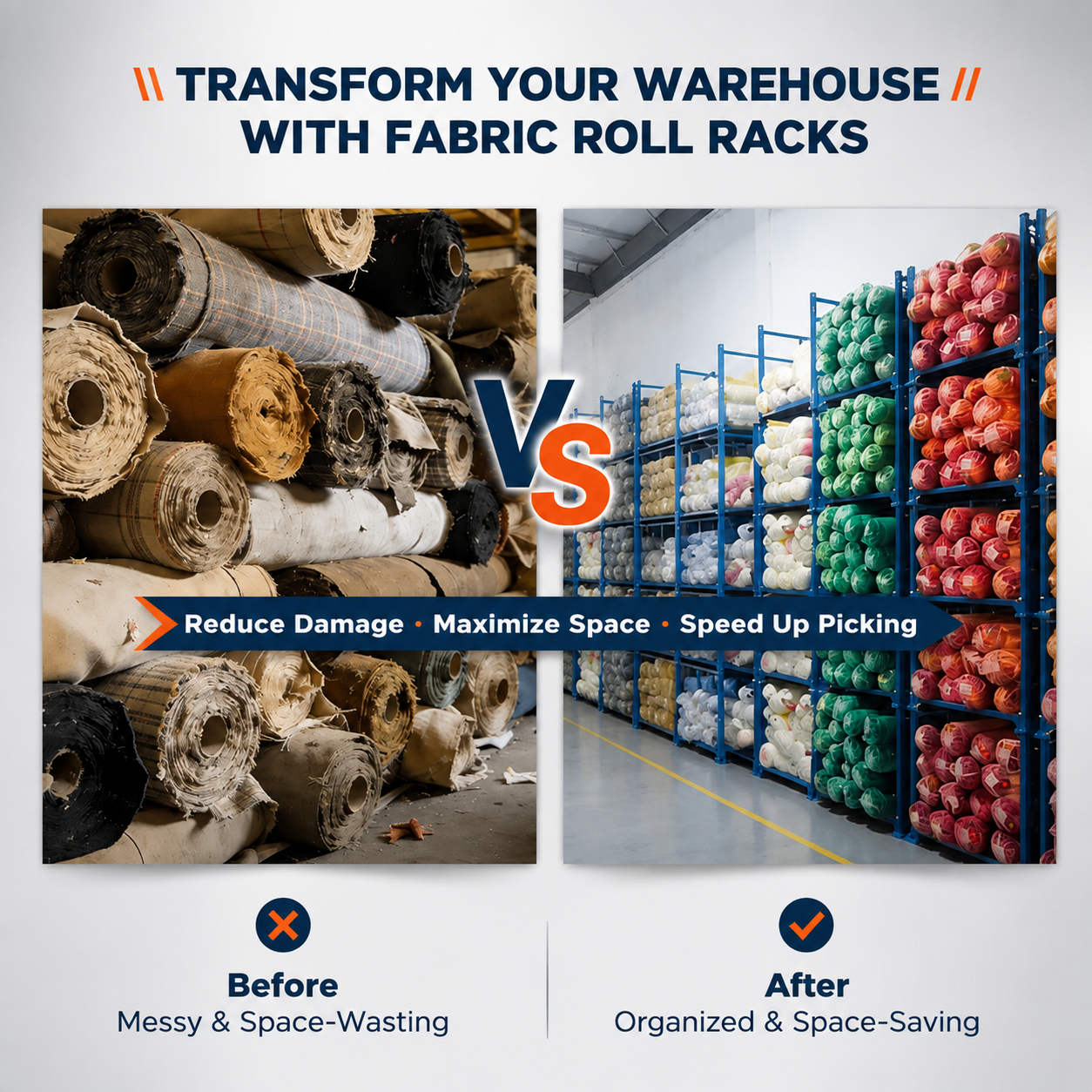 Mobile Fabric Roll Storage Rack Heavy Duty Foldable Stackable Powder Coated Steel Rack For Warehouse Logistics