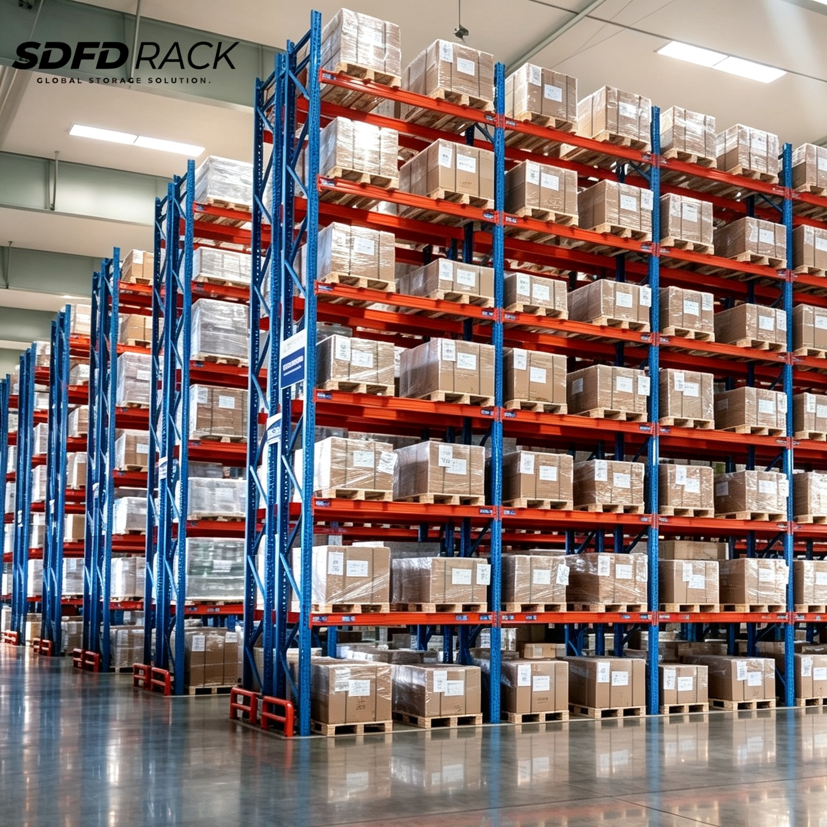 SDFD Heavy Duty Pallet Racking System Steel Durable Adjustable Box Beam Multi-layer Selective Pallet Rack for Warehouse Storage