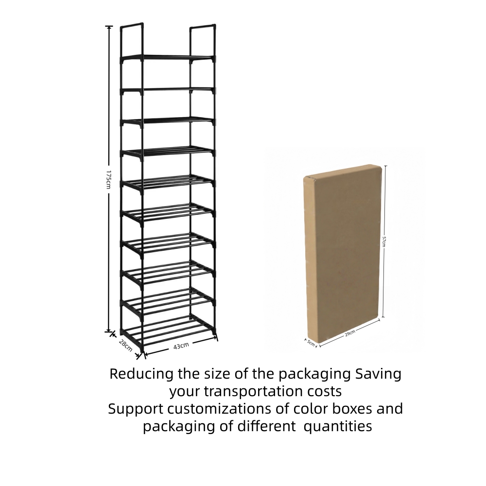 High Capacity 10-Tier Shoe Storage Rack Anti-Tilt Sturdy Metal Frame Organizer for Bulk Wholesale &amp; Home Use