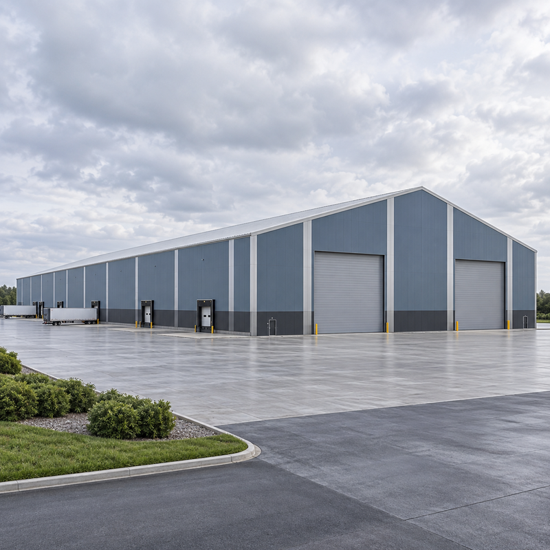 High Bay Racking Fulfillment Steel Warehouse with Wide Cargo Doors and Large Flexible Storage Space Layout
