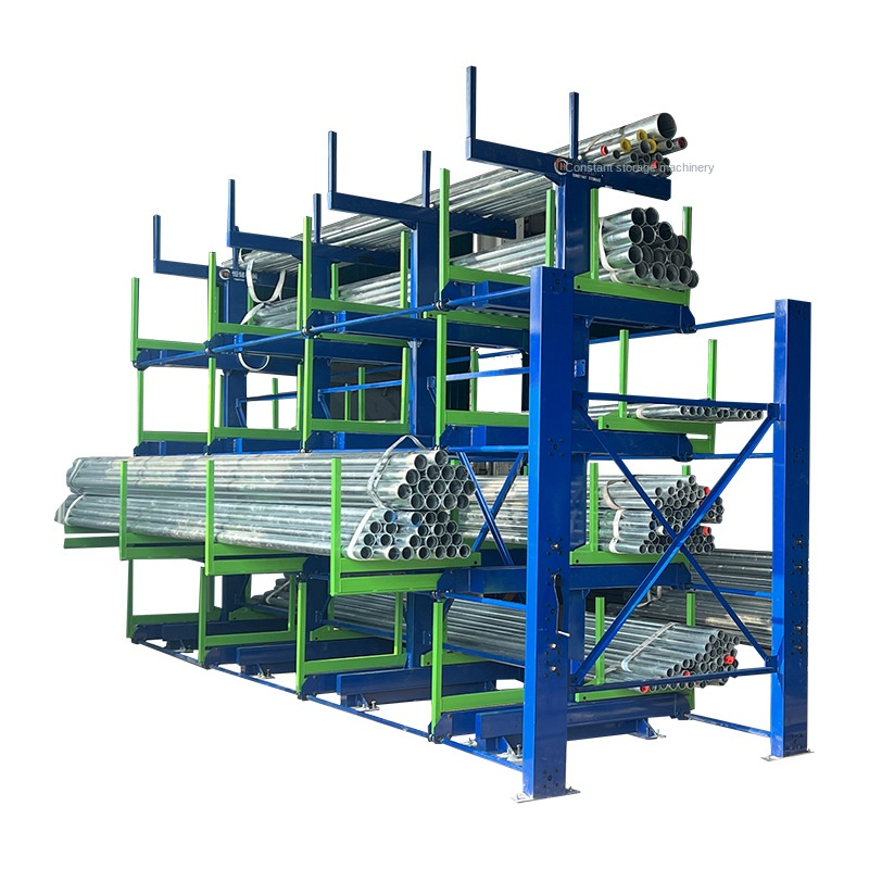 Industrial Heavy Duty Cantilever Rack with Telescopic Extendable Arms Adjustable Steel Pipe Storage Rack for Warehouse Workshop