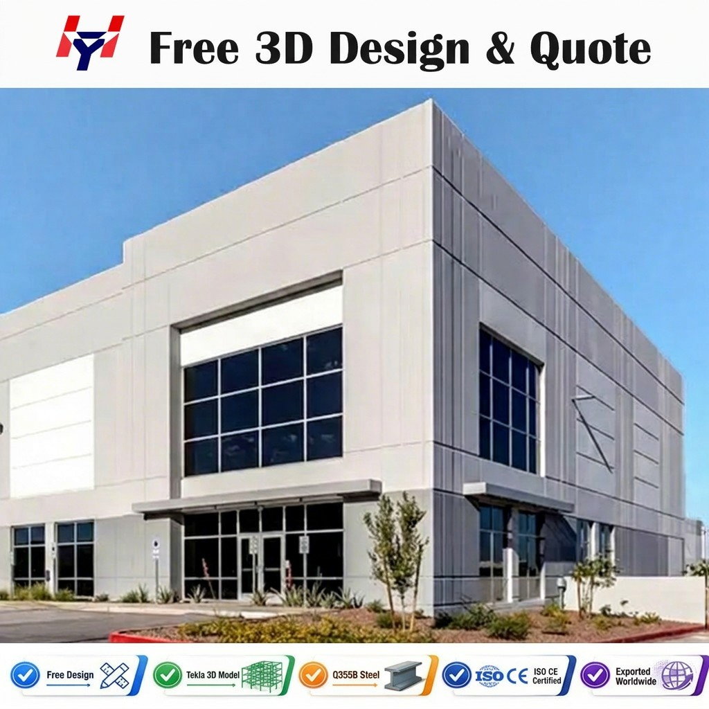 Prefabricated Steel Warehouse Building Raw Material Storage Factory Workshop Large Span Steel Frame Construction
