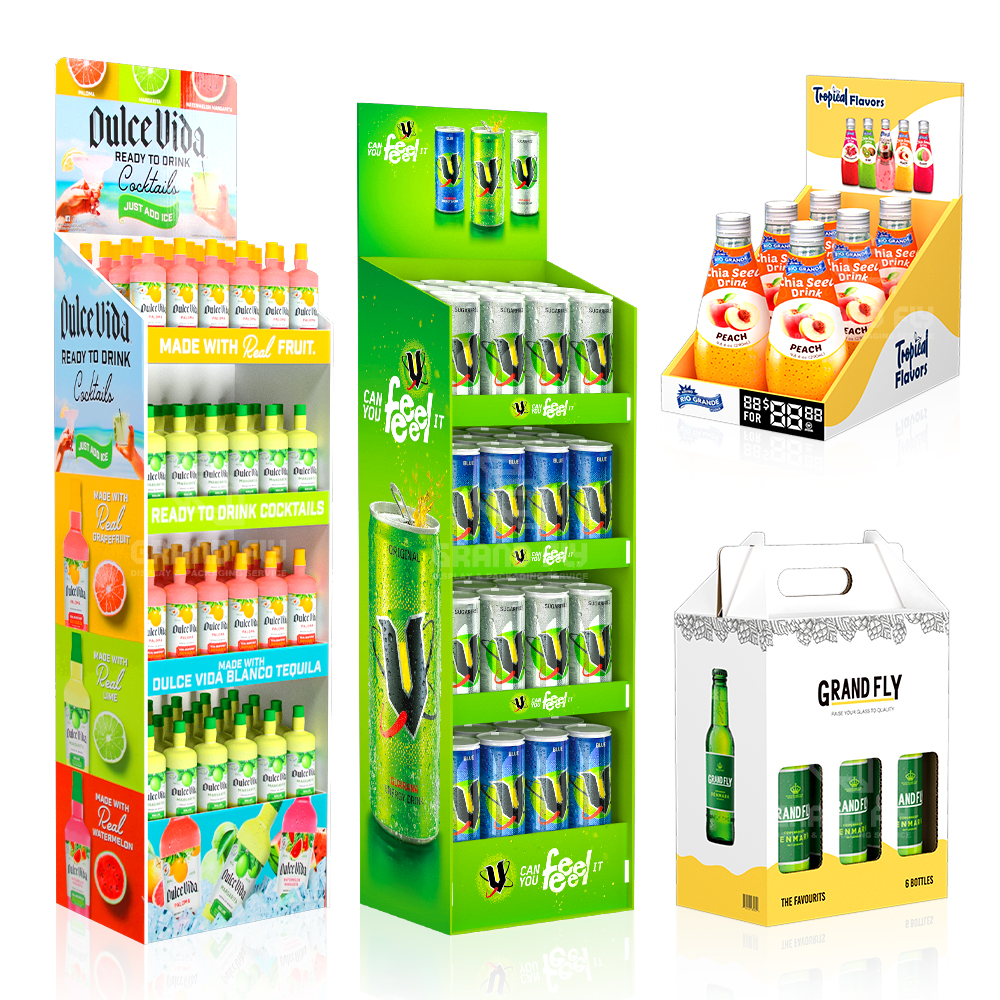Custom POP Floor Cardboard Display Stand Foldable Flooring Carton Display Rack Supermarket Store Corrugated Display Shelf
