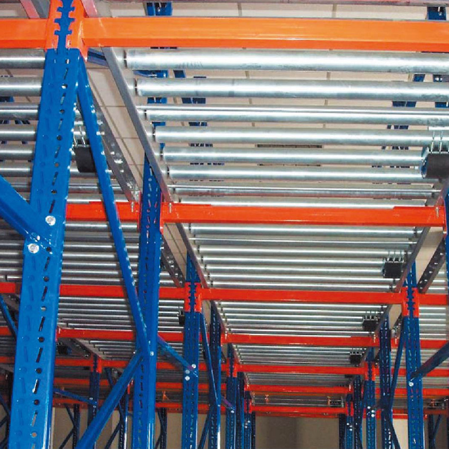 Factory Direct Steel Gravity Roller Racks Adjustable High Space Utilization Warehouse Gravity Flow Shelving Powder Coated