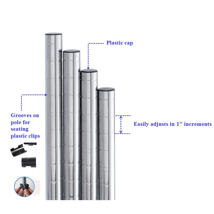 36 X 18 X 72 Inch 5 Tiers Industrial Chrome Wire Shelf Commercial Wire Shelving on Casters