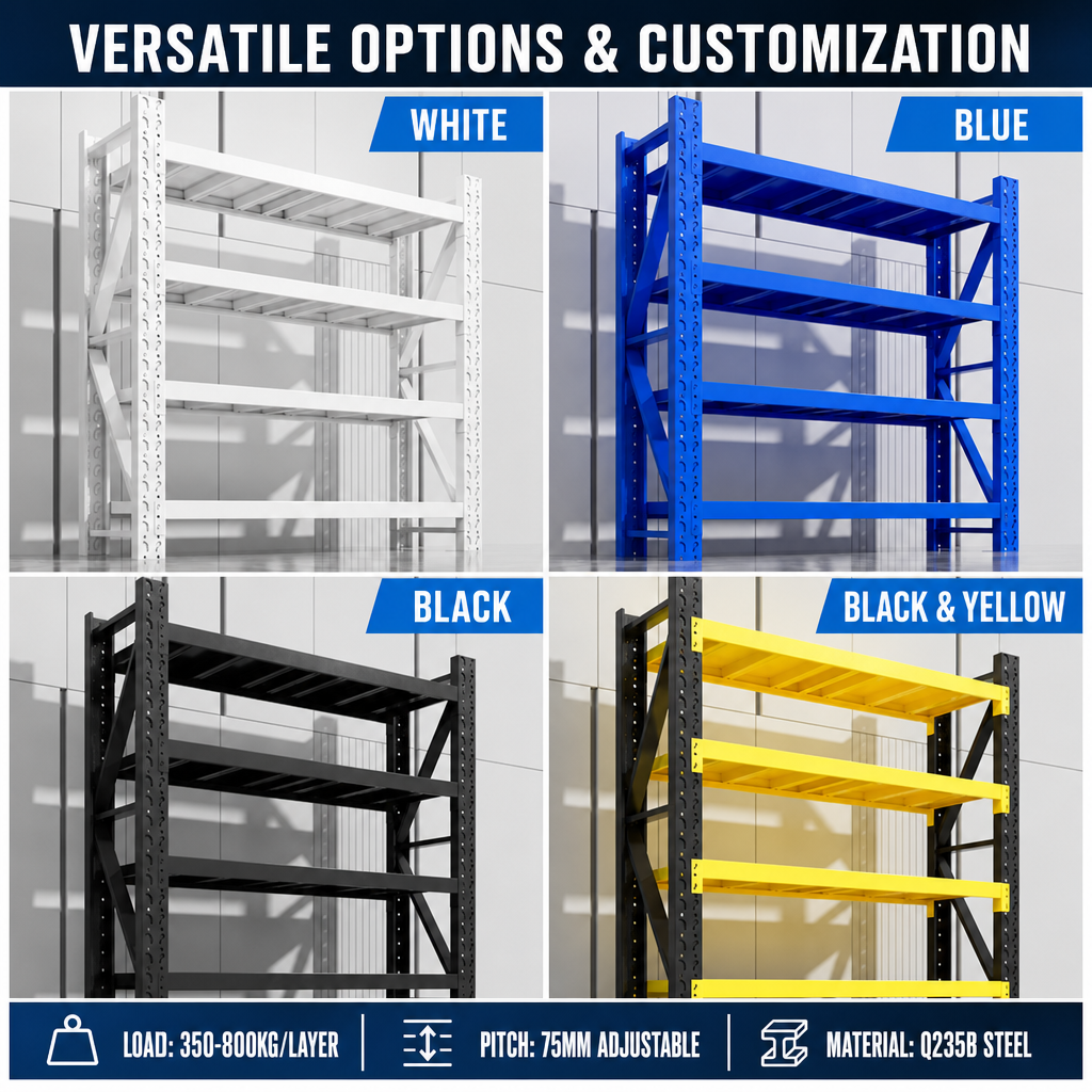 Industrial Medium Duty Longspan Shelving With Starter And Add-on Unit, Adjustable Warehouse Storage Rack For Logistics