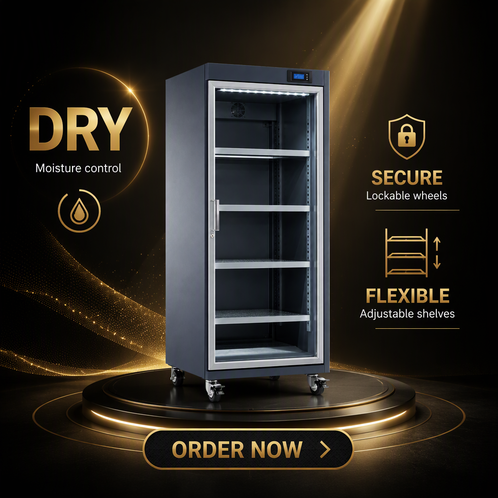 Single Door Nitrogen Cabinet Ultra Dry Storage Cabinet 1-10%RH LCD Display Adjustable Shelves For SMT Workshop