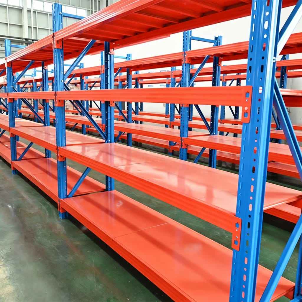 Heavy Duty Pallet Rack, Powder Coated Steel Shelf Panels with Cross Beams, Upright Frame for Warehouse Retail Storage