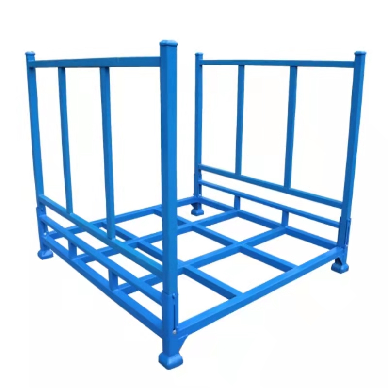 Foldable Stacking Turnover Rack Fabric Metal Steel Pallet Movable Foldable Stacking Shelf for Warehouse