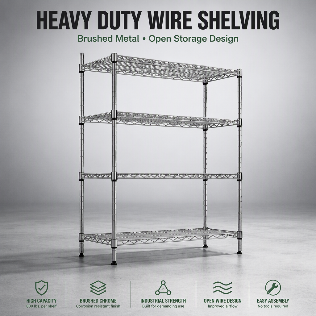 Heavy Duty Industrial Metal Wire Shelving Detail View