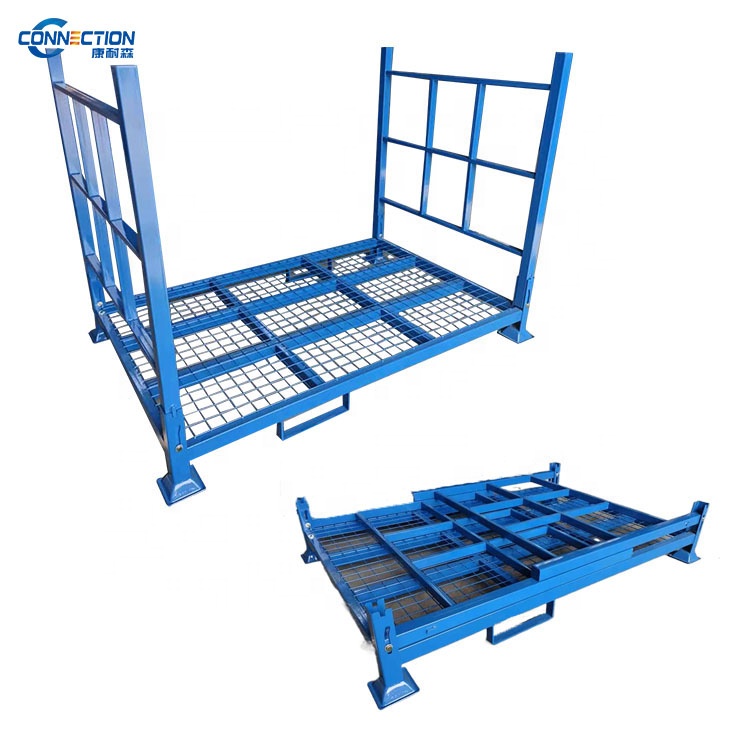High Loading Capacity Steel Wire Mesh Pallet Foldable Stacking Rack Storage Tire Rack