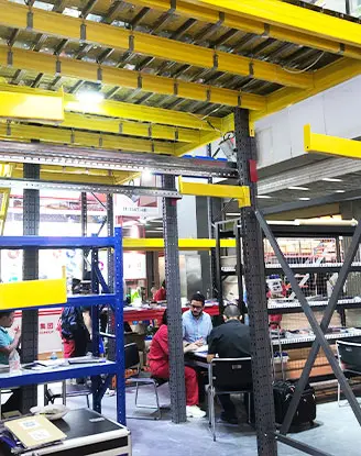Live demonstration of industrial mezzanine racking