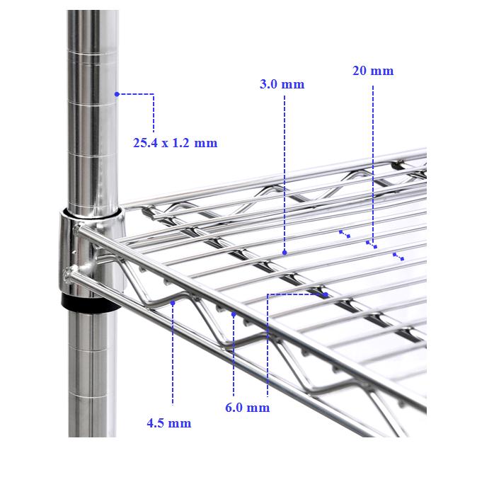 36 X 18 X 72 Inch 5 Tiers Industrial Chrome Wire Shelf Commercial Wire Shelving on Casters