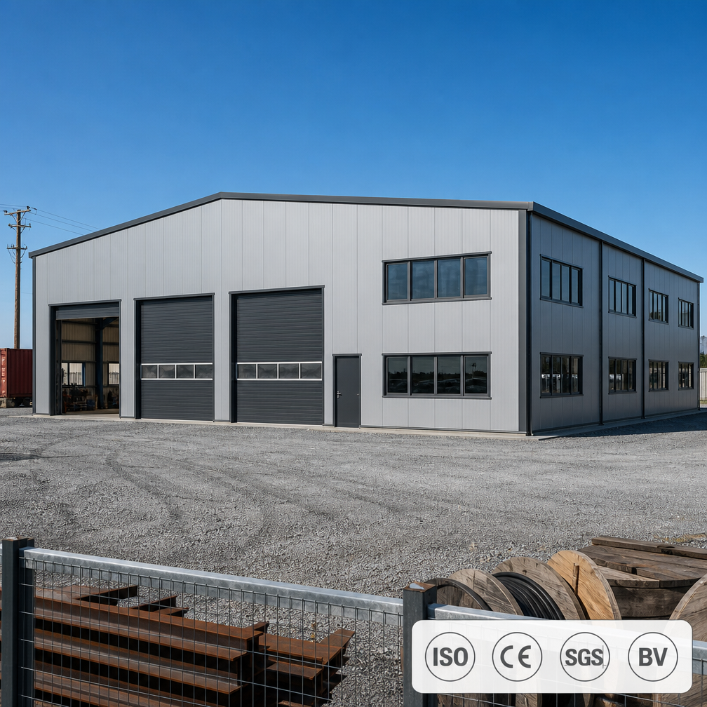 Hot-Rolled Column-Free I-Beam Frame Steel Structure Warehouse Building For E-Commerce Hub Ventilated Engineer Supported