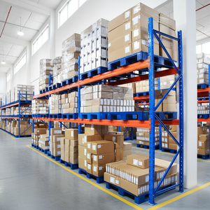 Heavy Duty Pallet Racking System Blue Upright Orange Beam Warehouse Storage Shelving for Cargo Pallet Storage