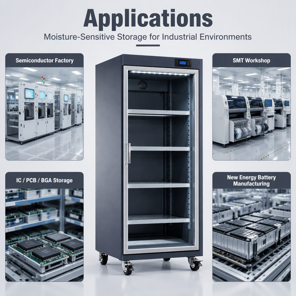 Single Door Nitrogen Cabinet Ultra Dry Storage Cabinet 1-10%RH LCD Display Adjustable Shelves for SMT Workshop