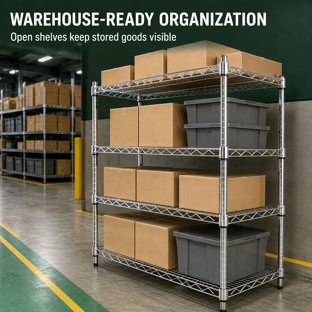 Heavy Duty Industrial Metal Wire Shelving 4mm Thickness 100kg Load Screw Assembly Warehouse Storage Rack