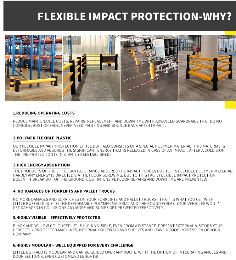 Rack Upright Protector Pallet Rack Polymer Anti-Collision Guardrail Corrosion Resistant TUV Certified 3 Tonne Load Capacity