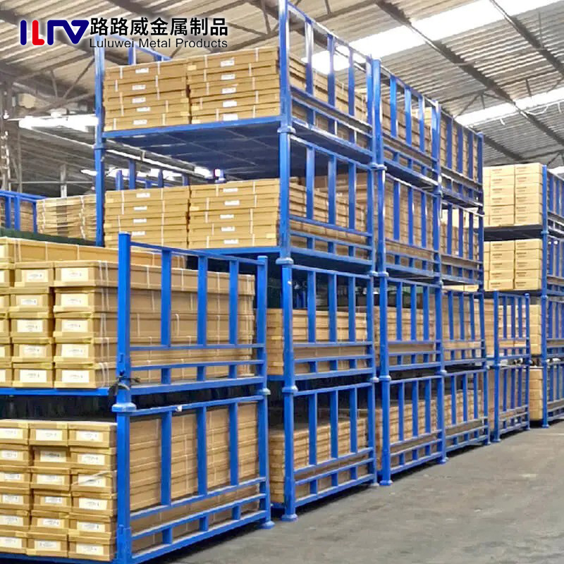 Warehouse Stackable Pallet Frame Q235 Steel Collapsible Stacking Rack Pallet