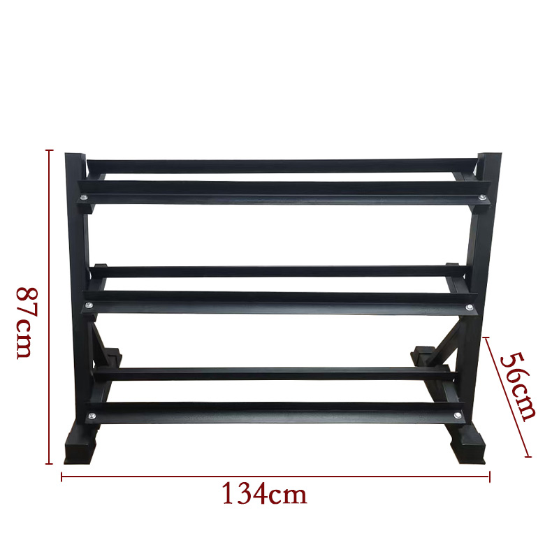 Factory Direct 3 Tier Metal Dumbbell Rack Modern Storage Stand Heavy Duty A3 Steel For Gym Dumbbell Kettlebell Storage