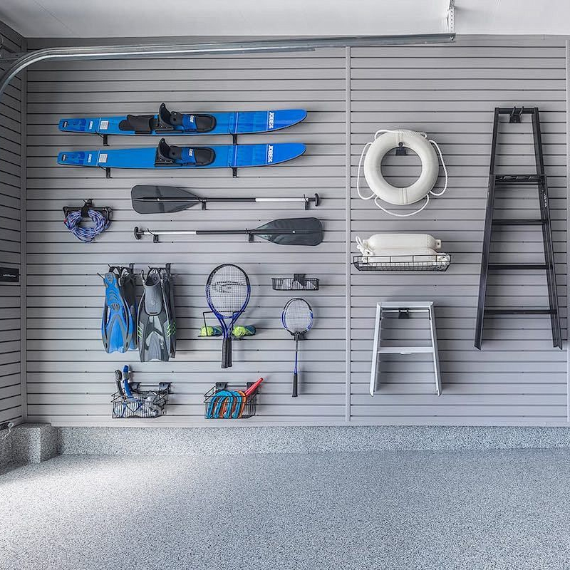 Heavy Duty PVC Slat Wall Panel Waterproof Interlocking Garage Wall Organizer 75 Lb Load Capacity Customize