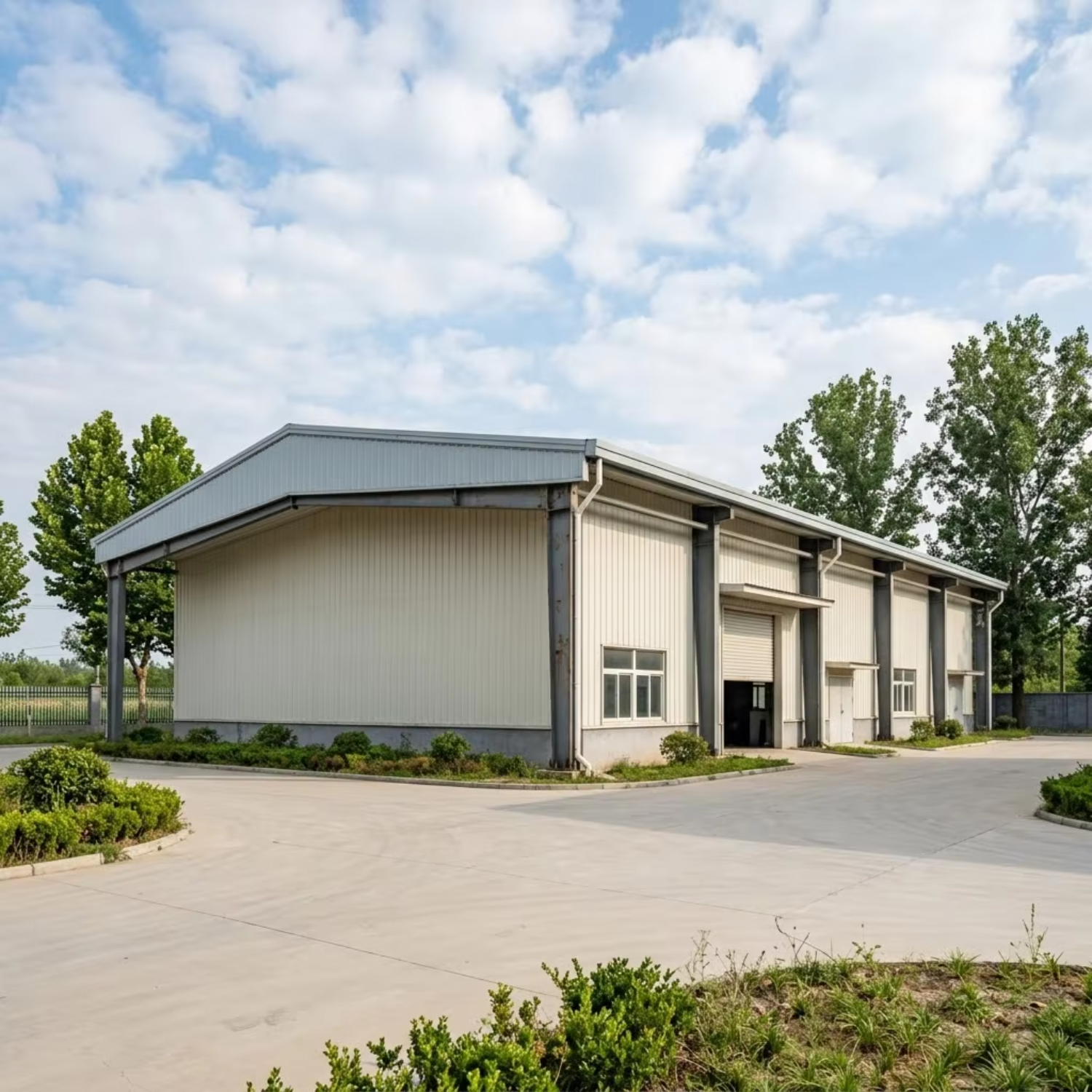 High Bay Galvanized Steel Structure Workshop Warehouse Interior Multi Tier Pallet Racking Central Aisle Prefab 3PL Fulfillment