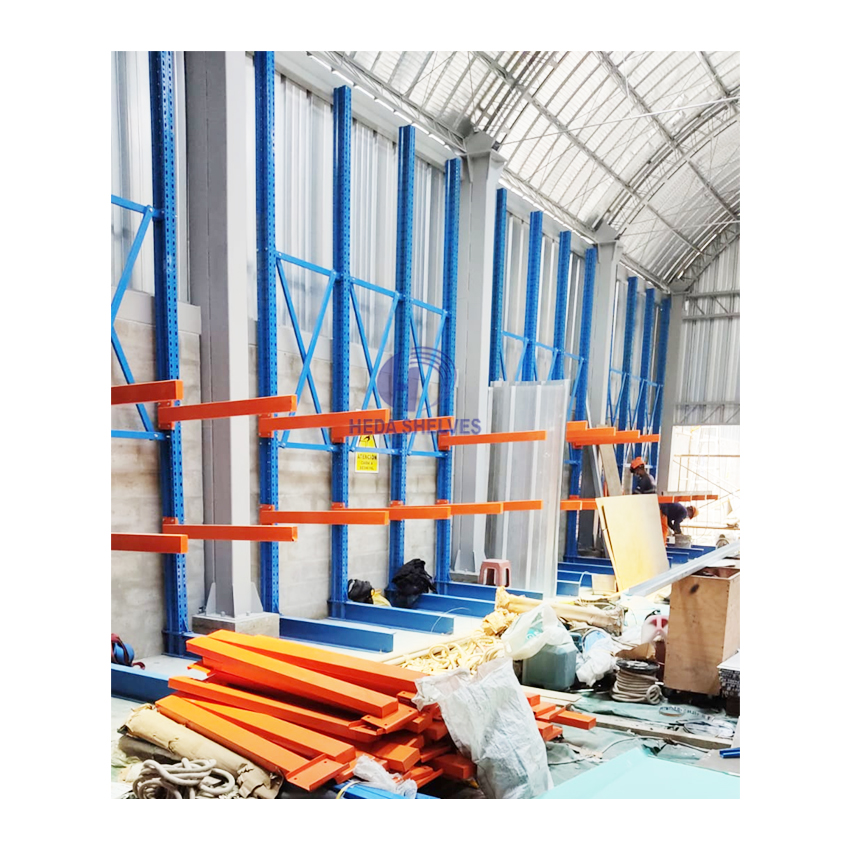 Maximum Storage Rack Heavy Duty Cantilever Racking System for Storing Long Pipes Lumber Adjustable Arms