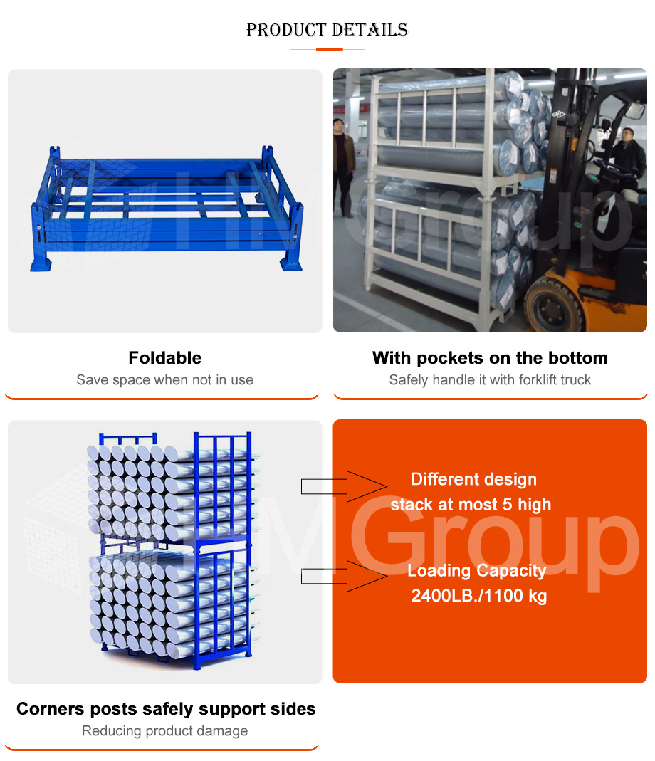 Vertical Storage 4-6 High Powder Coating Heavy Duty Mild Steel Q235 Forklift Portable Storage Textile Racks