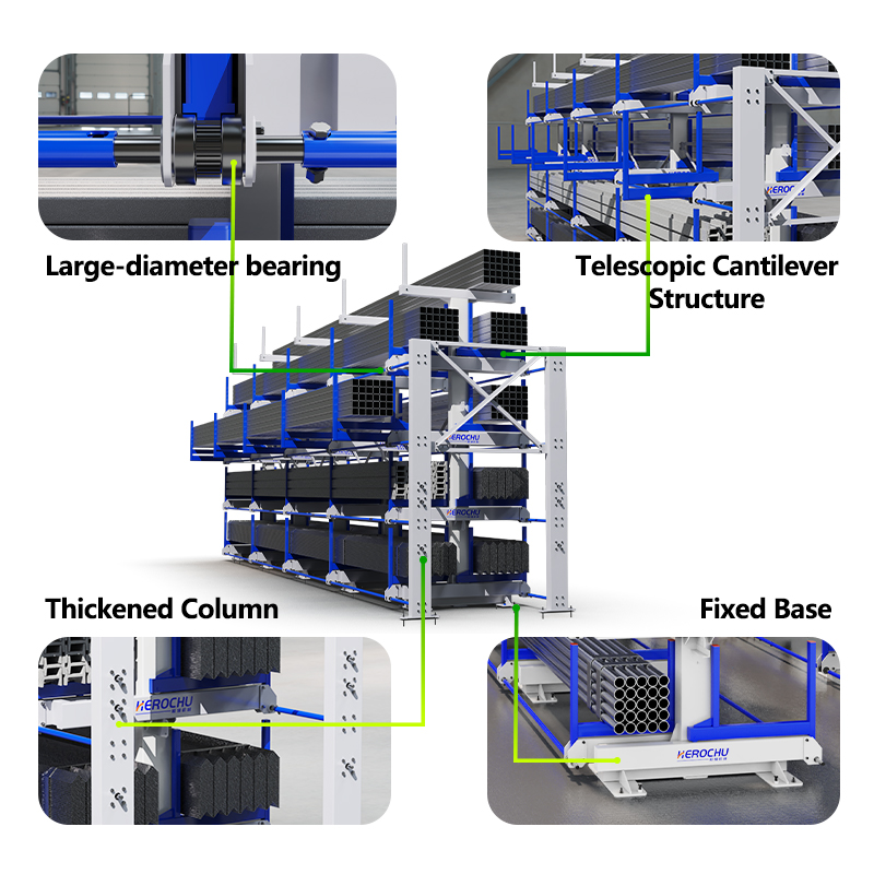 Industrial Racking System Heavy Duty Warehouse Pipe Storage Rack Custom Size Telescopic Profile Storage Rack for Steel Tube