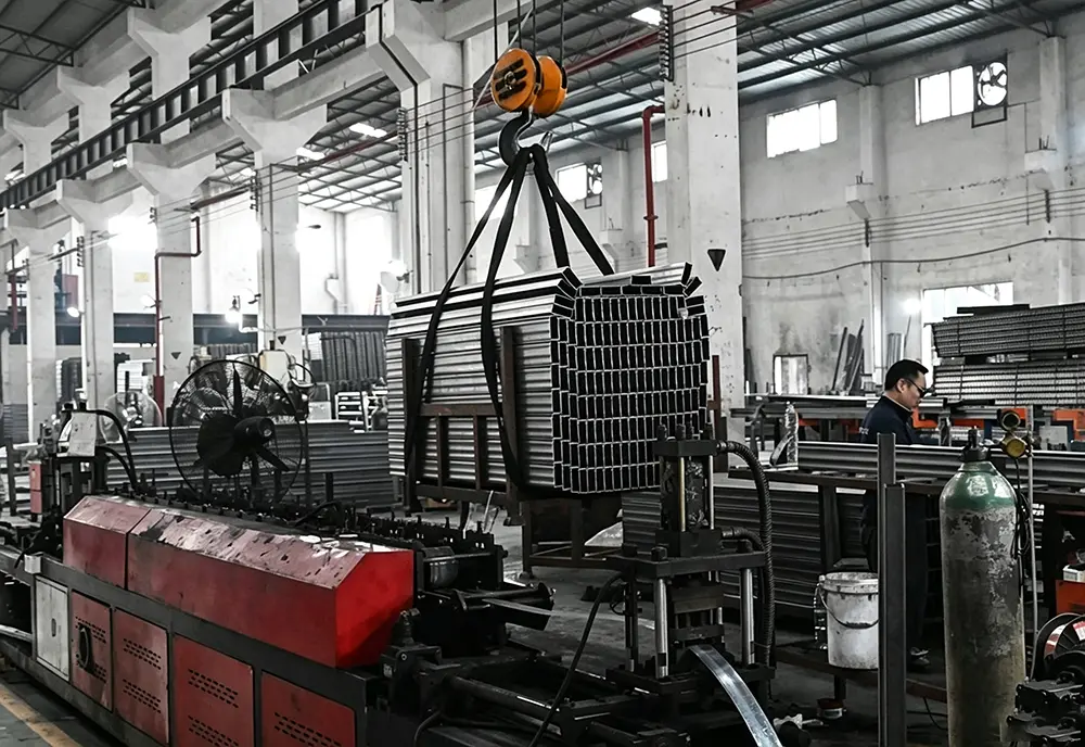 Continuous cold roll forming station with multi-pass tooling