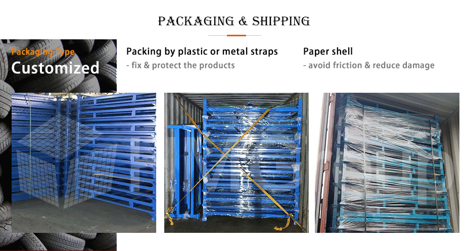 Customized Heavy Duty Transport Warehouse Metal Steel Stacking Folding Tire Storage Rack