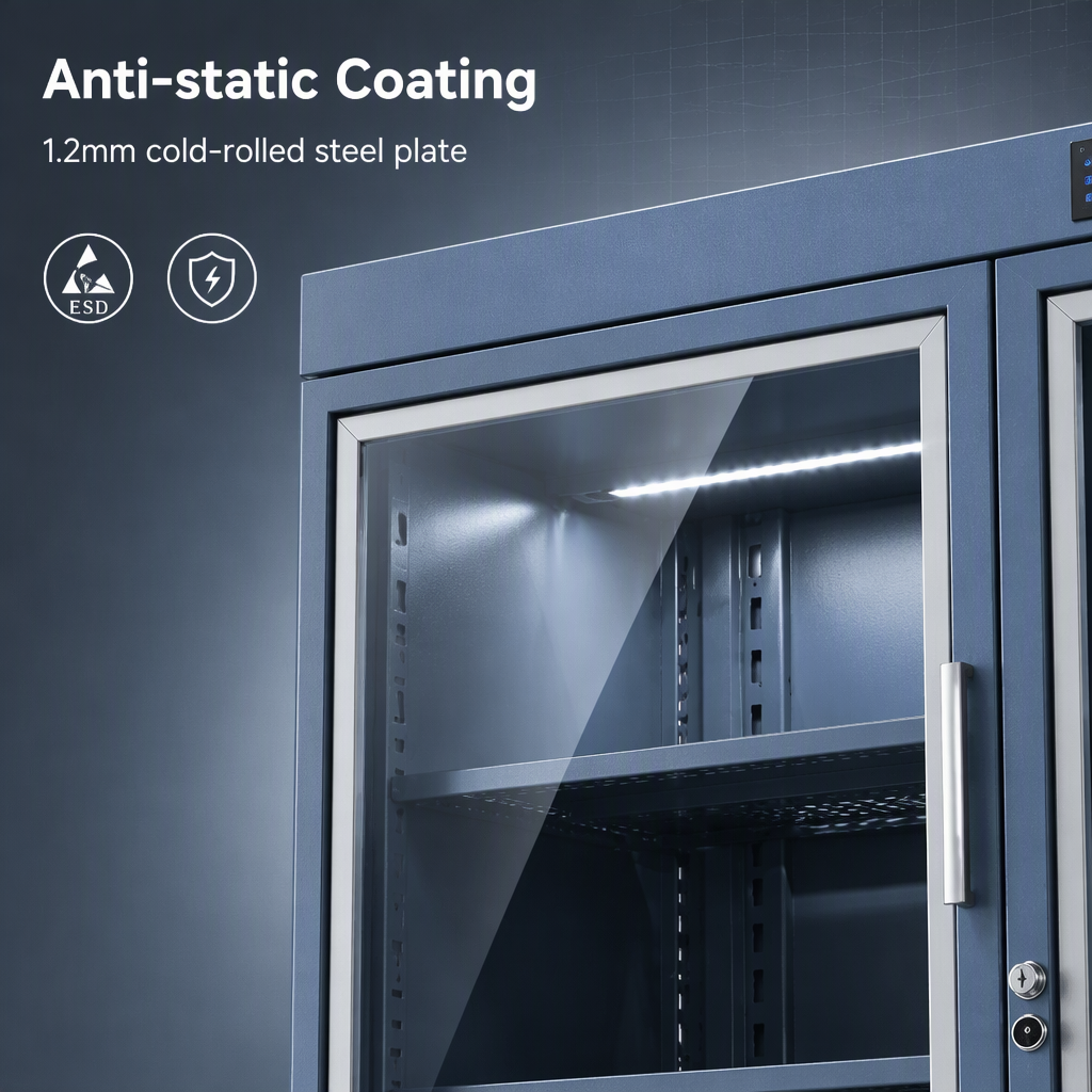 4 Door 220V Nitrogen Storage Cabinet Ultra Low Humidity ESD Safe Shelves Digital Control Moisture Sensitive Semiconductor IC PCB