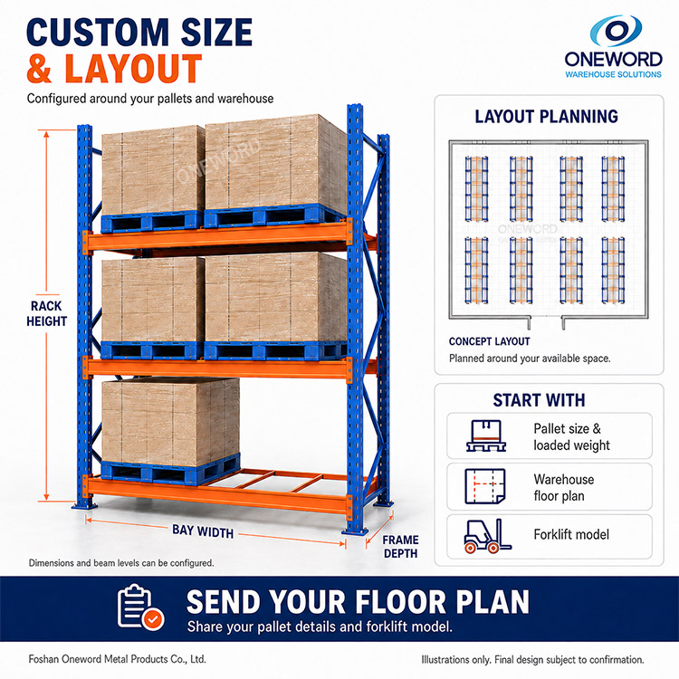 Conventional Steel Pallet Racks for Forklift Access in Industrial Warehouses