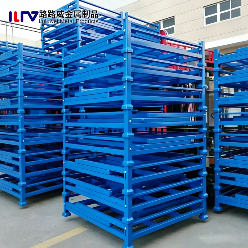 Warehouse Stackable Pallet Frame Q235 Steel Collapsible Stacking Rack Pallet