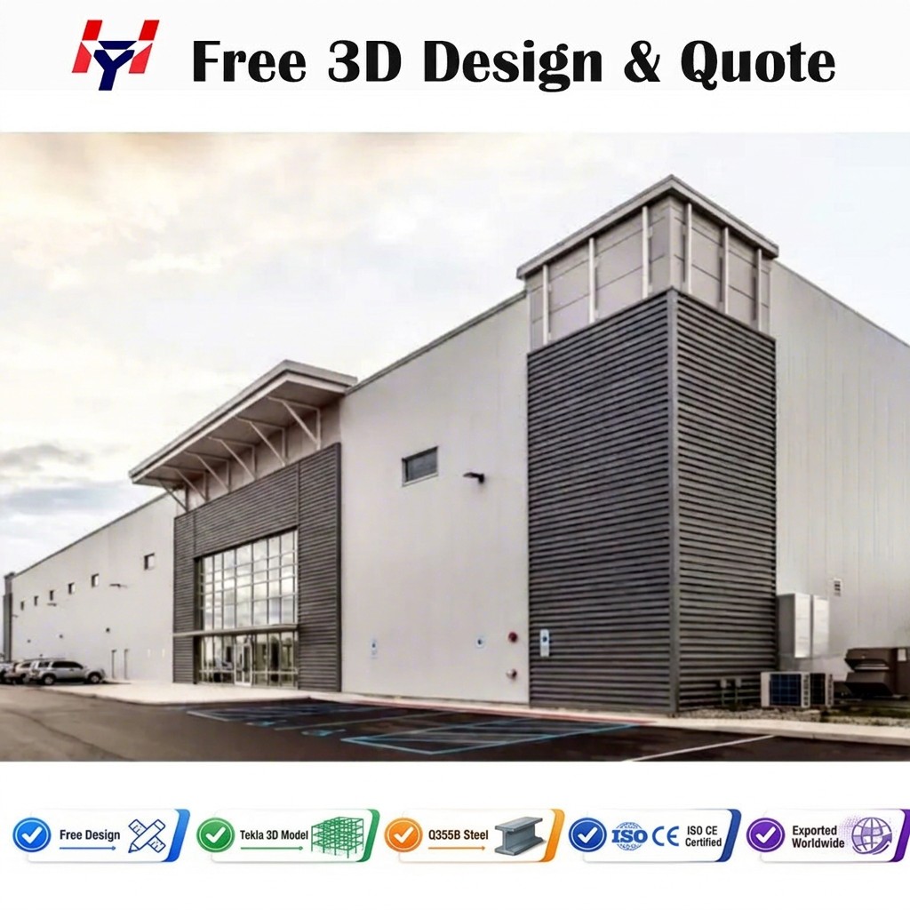 Prefabricated Steel Warehouse Building Raw Material Storage Factory Workshop Large Span Steel Frame Construction