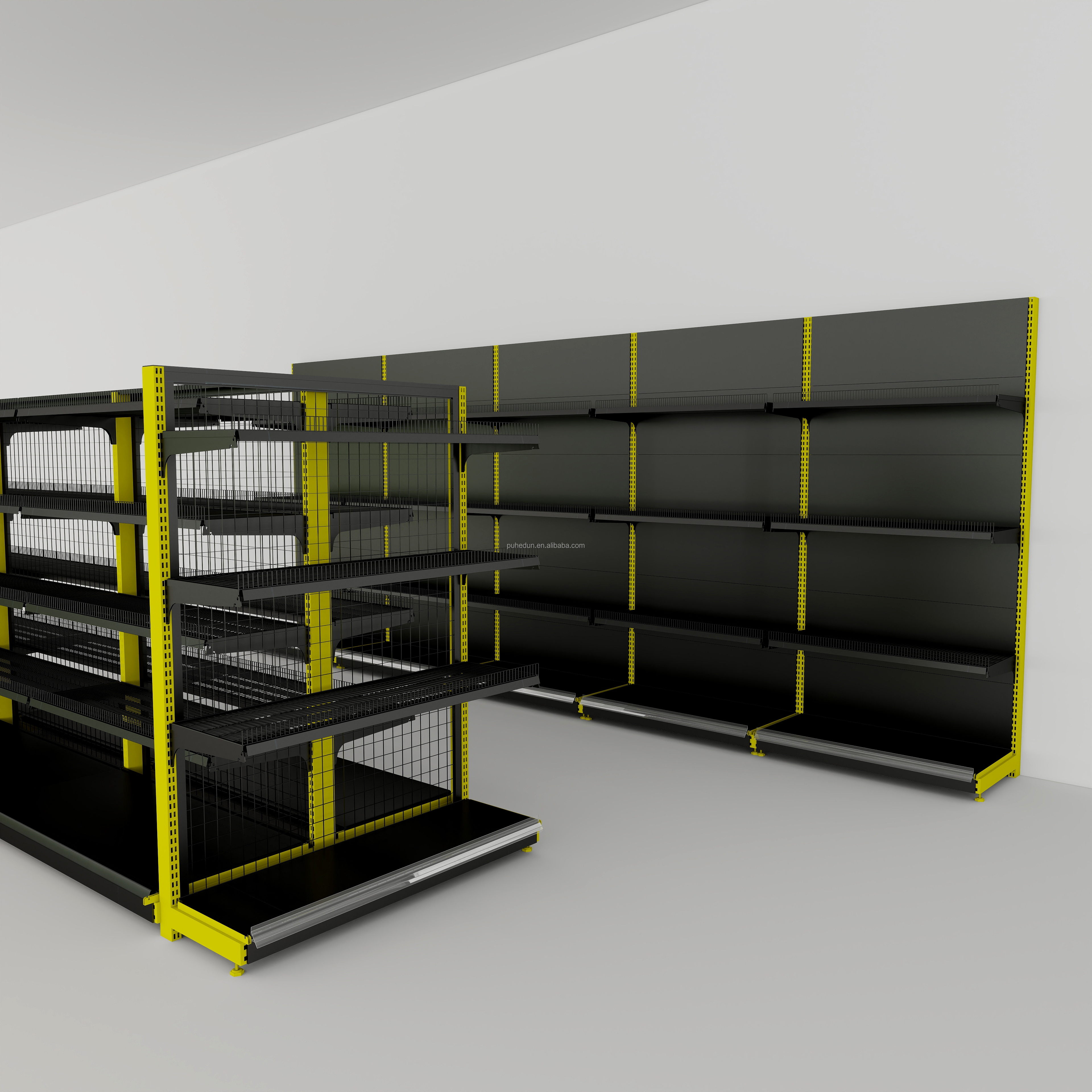 Double-Sided Heavy Duty Metal Light Duty Economical Freestanding Supermarket Shelves Warehouse Storage Display