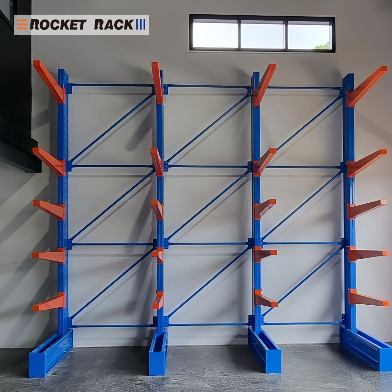 Rocket Rack Industrial Warehouse Shelves Rack CE Certified Heavy-Duty Cantilever Racking System for Metal Profile Storage