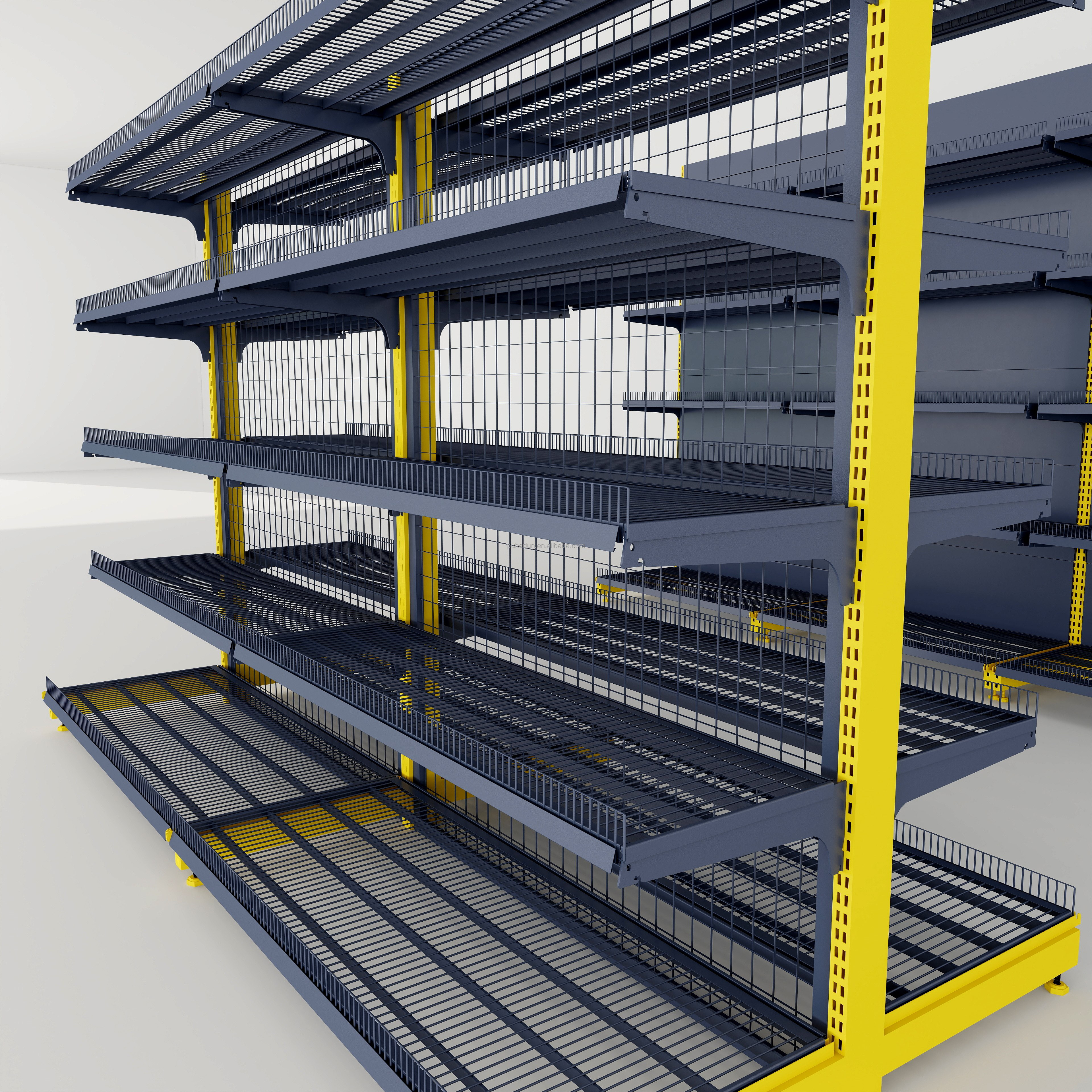 Double-Sided Heavy Duty Metal Light Duty Economical Freestanding Supermarket Shelves Warehouse Storage Display