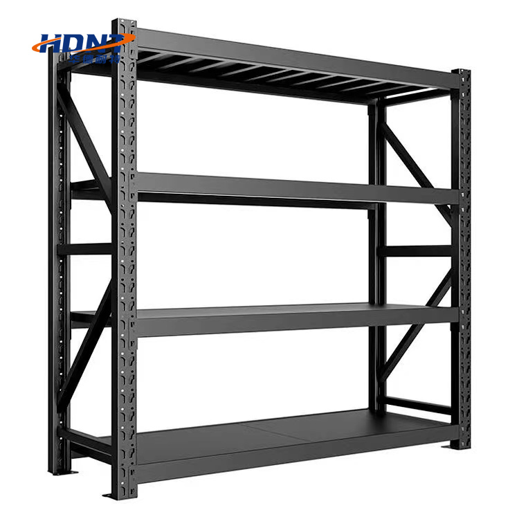 Medium-Duty 4-Tier Black Steel Garage Shelving 300 kg Capacity Corrosion Protection 2m X 0.6m X 2m Home &amp; Workshop Use