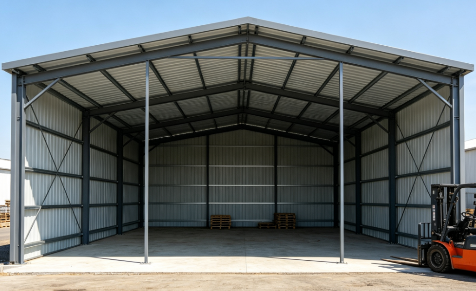 Low Cost Prefabricated Steel Structure Warehouse Workshop Building, Industrial Storage Shed Logistics Storage Facilities